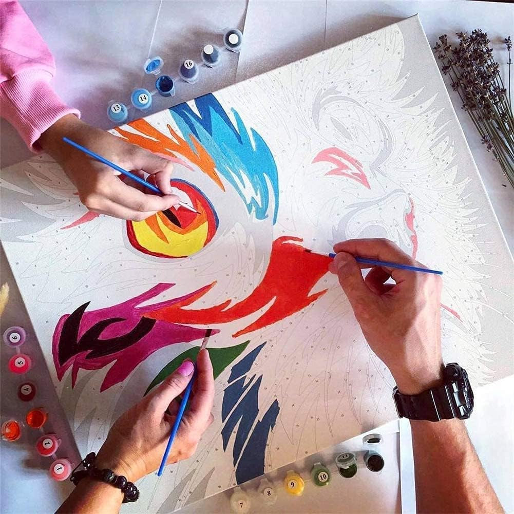 Paint by Number Kit for Kids and Adults Beginner, DIY Acrylic Painting by Numbers Kit for Home Decoration, Colorful Lion 12X16Inch Framed