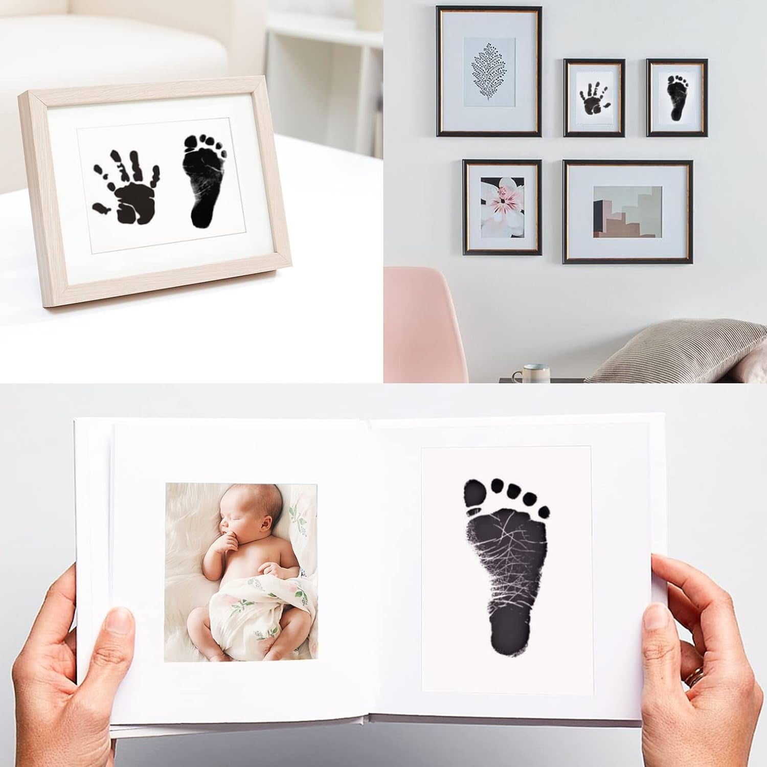 Baby Handprint and Footprint Ink Kit 3 X Baby Handprint Ink Pads with Clean Touch 6 X Imprint Cards Pet Paw Print Inkless Print Kit Safe Non Toxic for Baby Hand and Feet