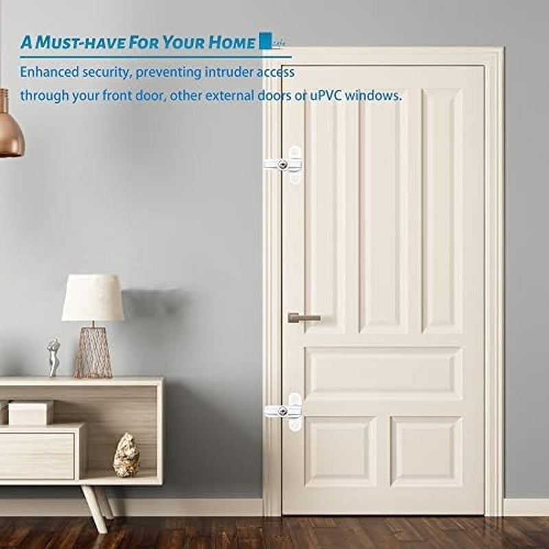 Window Sash Jammer Locks Set 2 PCS Window Locks and Door Jammer Upvc Sash Jammer for Home Security Upvc Windows and Doors White Zinc Cast Alloy