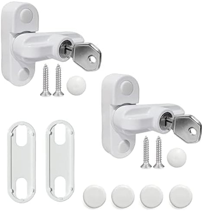 Window Sash Jammer Locks Set 2 PCS Window Locks and Door Jammer Upvc Sash Jammer for Home Security Upvc Windows and Doors White Zinc Cast Alloy