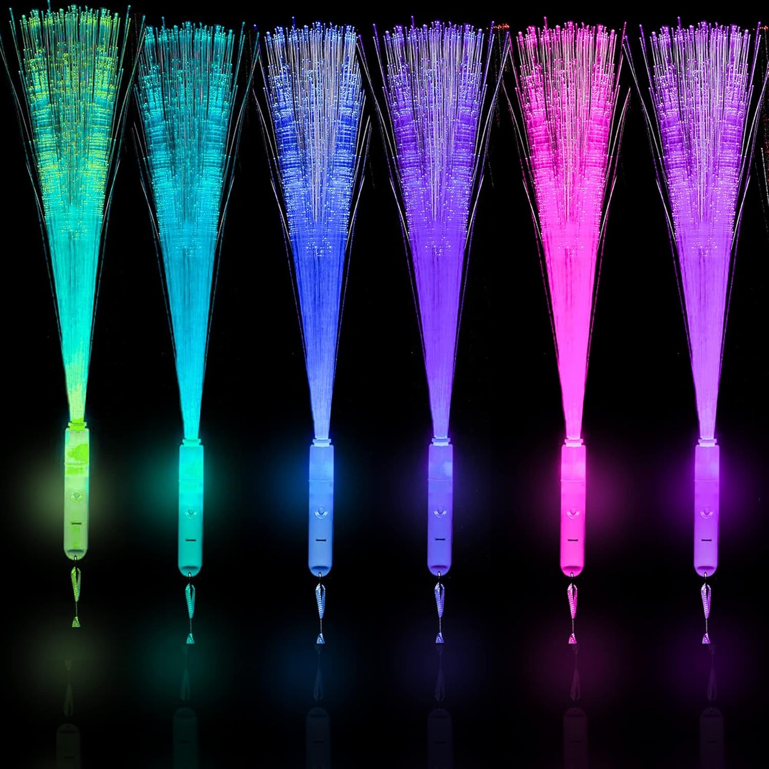 Pack of 6 Fibre Optic Wands for Kids, Flashing Wands Kids-Light up Wands for Kids 3 Modes Light up Colorful 7 Blinking Colours in the Dark Wands Sticks, Glow Wands for Kids, Birthday, Party Favours