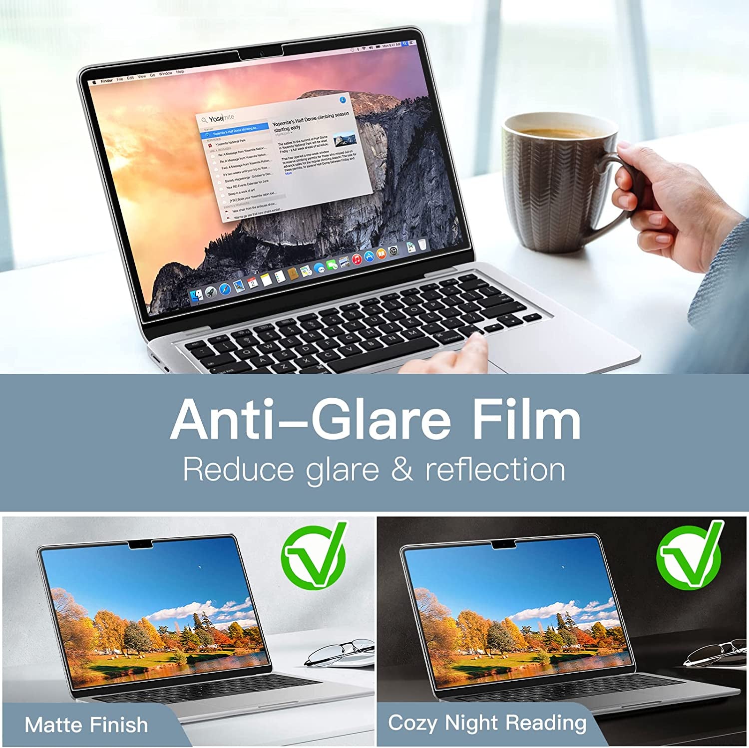 Premium Anti-Glare PET Matte Screen Protector for MacBook Air 13.6 Inch (2024/2022, M3/M2) - Anti-Fingerprint, 2-Pack