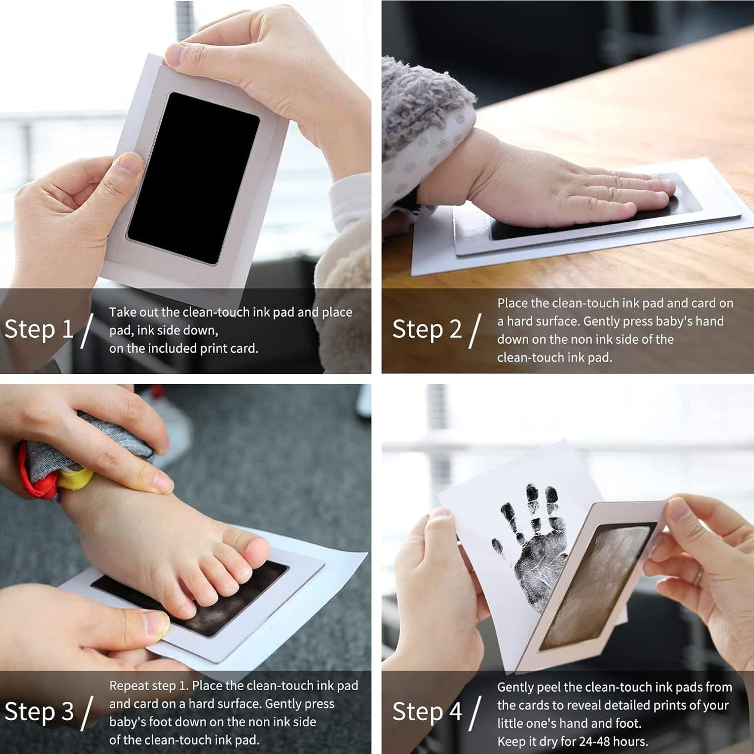 Baby Handprint and Footprint Ink Kit 3 X Baby Handprint Ink Pads with Clean Touch 6 X Imprint Cards Pet Paw Print Inkless Print Kit Safe Non Toxic for Baby Hand and Feet