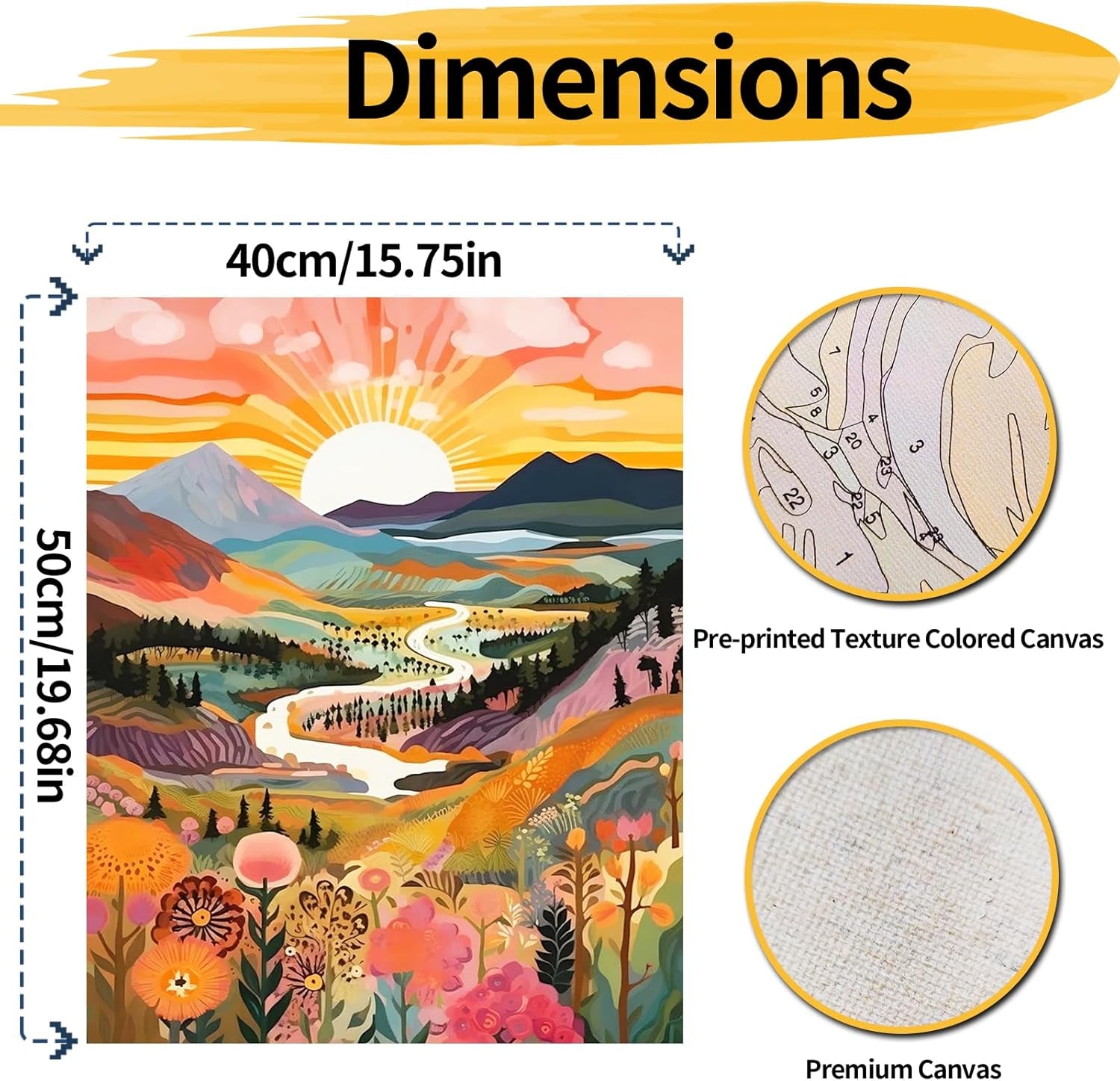 Paint by Numbers Kits for Adults, Landscape Painting by Number Kits on Canvas,Without Frame DIY Color Oil Painting Acrylic Paints,Home Wall Decor 16X20In/40X50Cm