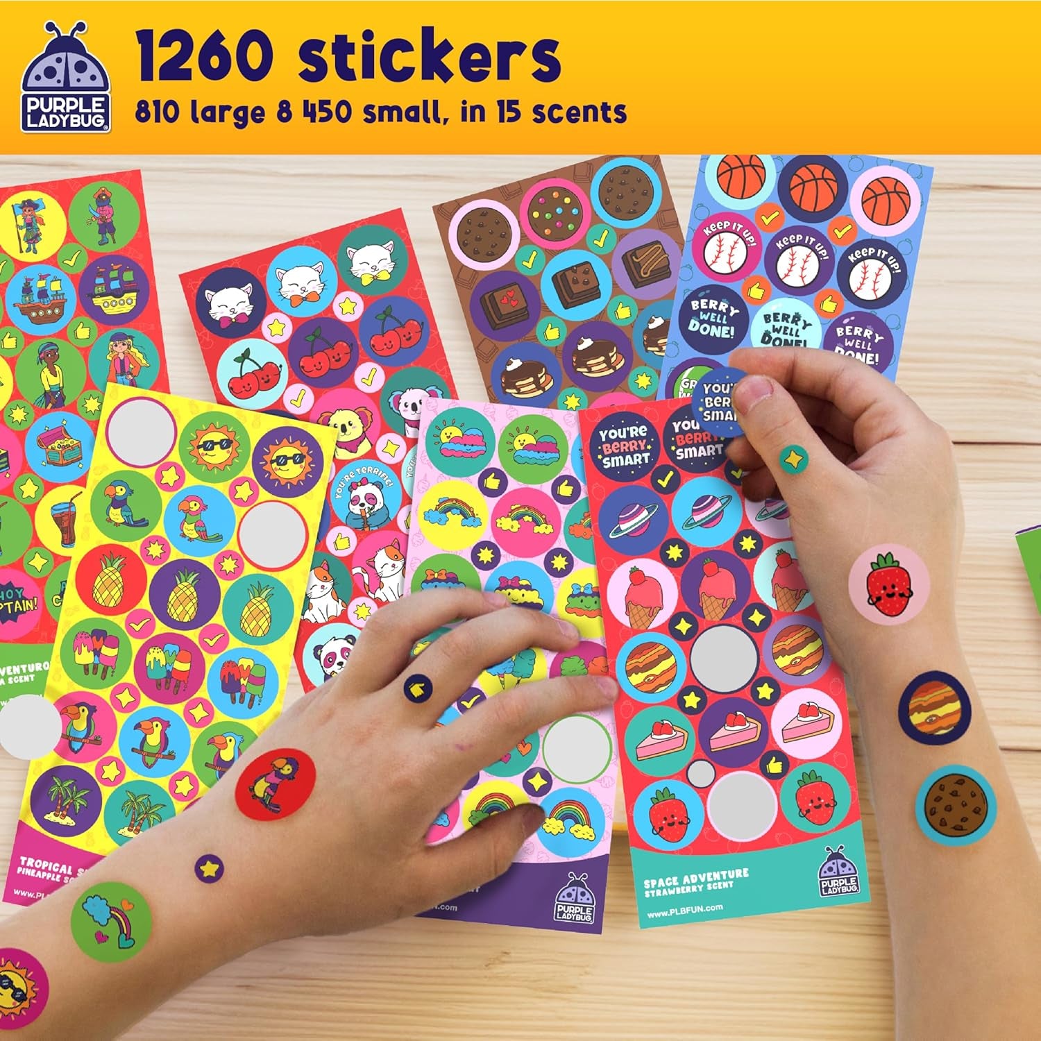 Smelly Stickers for Children and Well Done Teacher Stickers - 1260 Scratch and Sniff Stickers with 15 Unique Smells - Fun Scented Stickers for Kids & Smelly Stickers for Teachers