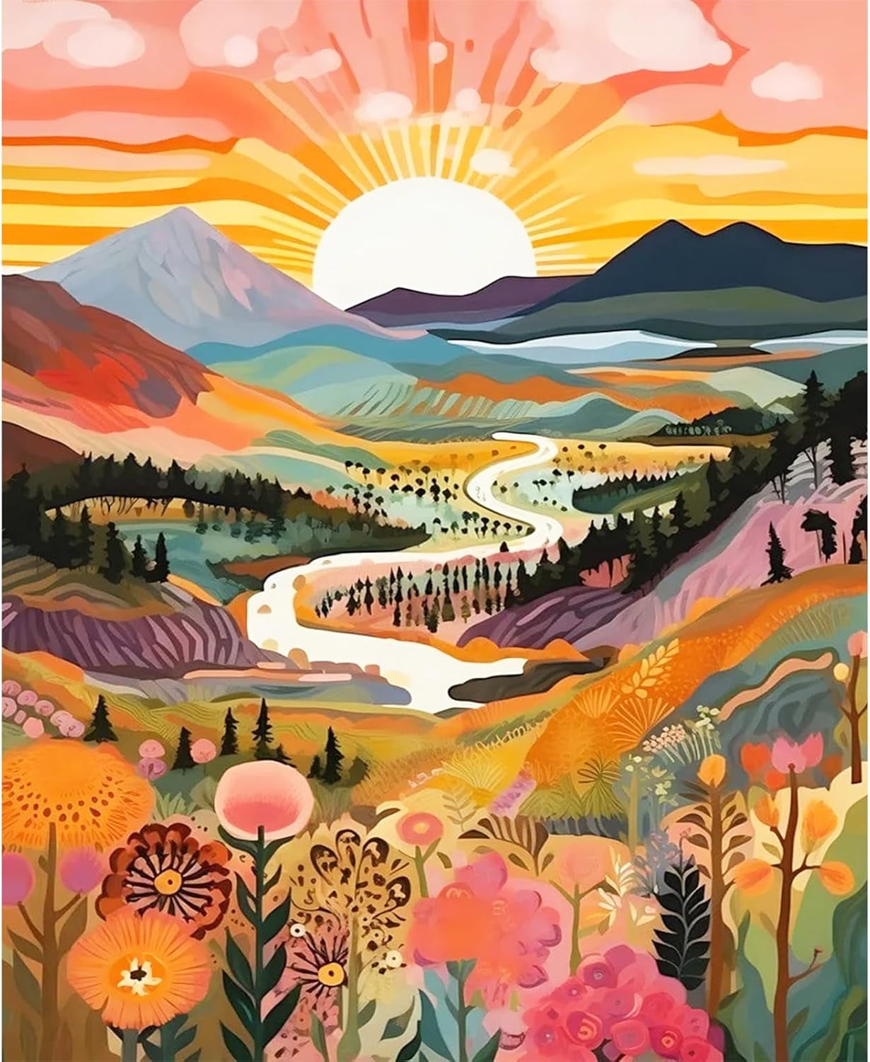 Paint by Numbers Kits for Adults, Landscape Painting by Number Kits on Canvas,Without Frame DIY Color Oil Painting Acrylic Paints,Home Wall Decor 16X20In/40X50Cm
