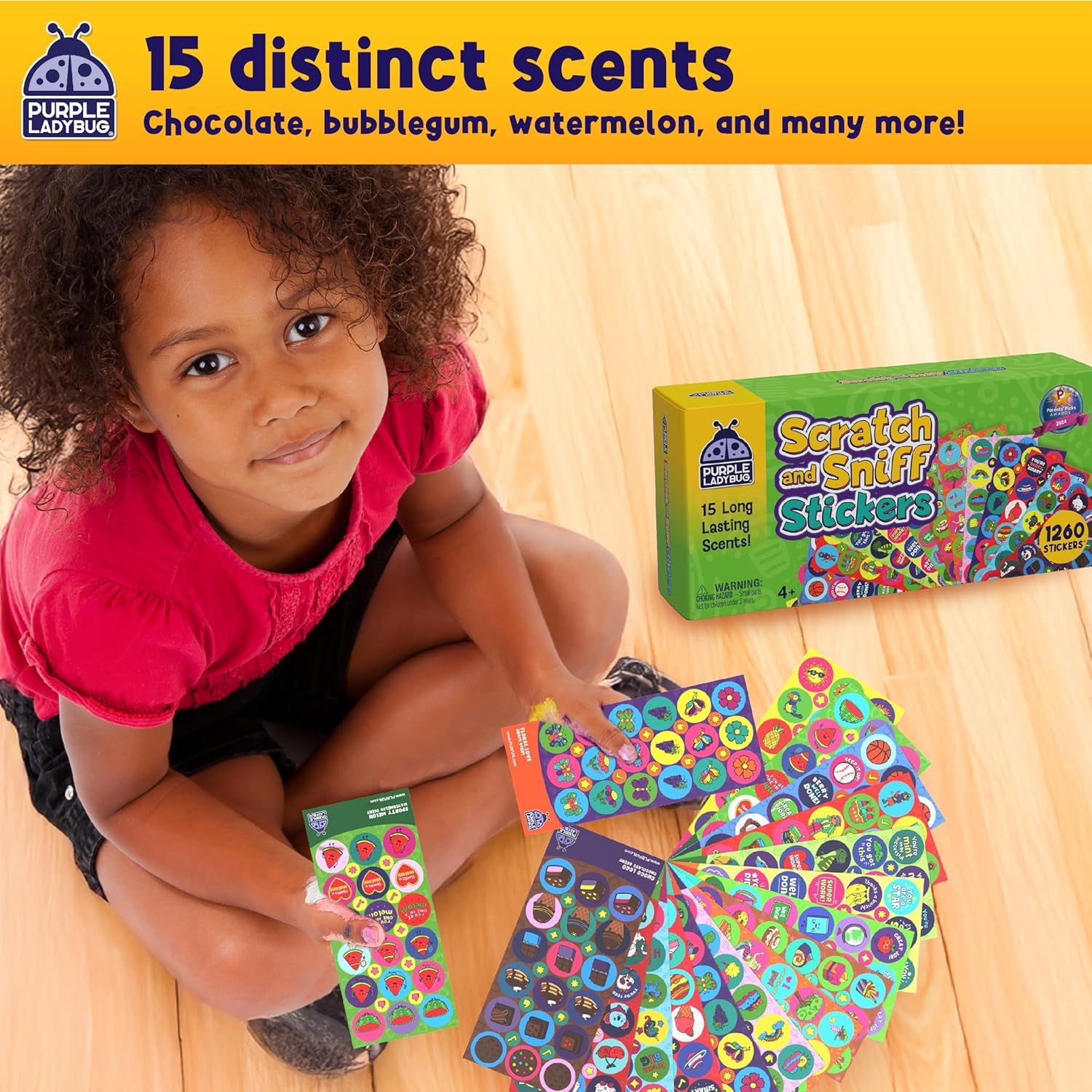 Smelly Stickers for Children and Well Done Teacher Stickers - 1260 Scratch and Sniff Stickers with 15 Unique Smells - Fun Scented Stickers for Kids & Smelly Stickers for Teachers
