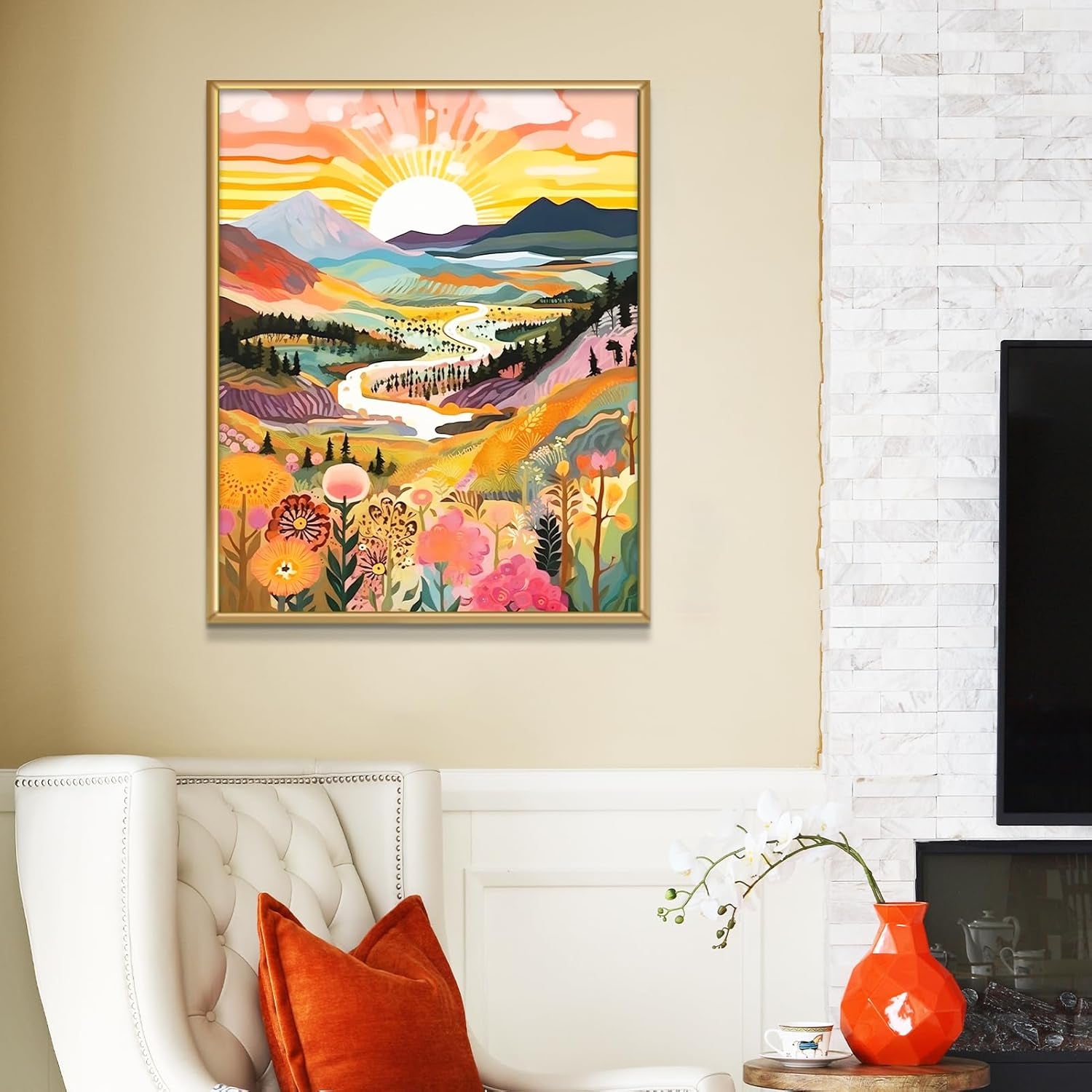 Paint by Numbers Kits for Adults, Landscape Painting by Number Kits on Canvas,Without Frame DIY Color Oil Painting Acrylic Paints,Home Wall Decor 16X20In/40X50Cm