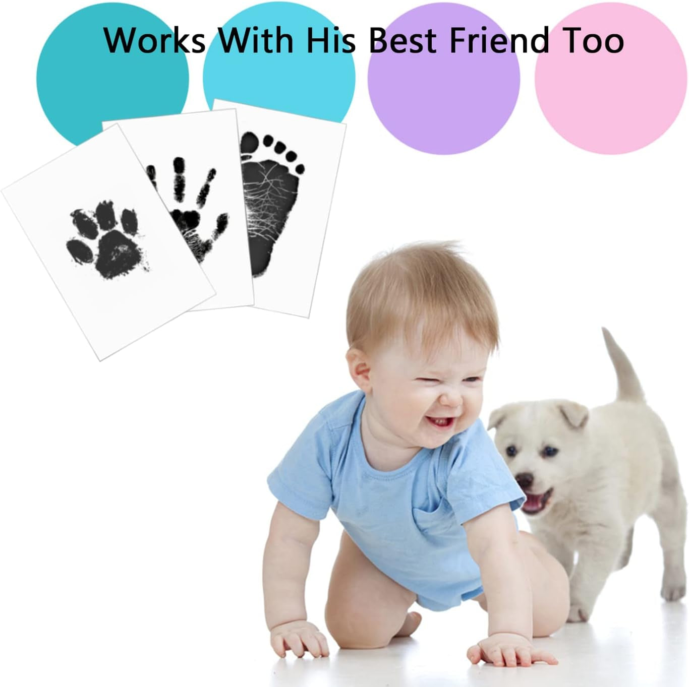 Baby Handprint and Footprint Ink Kit 3 X Baby Handprint Ink Pads with Clean Touch 6 X Imprint Cards Pet Paw Print Inkless Print Kit Safe Non Toxic for Baby Hand and Feet