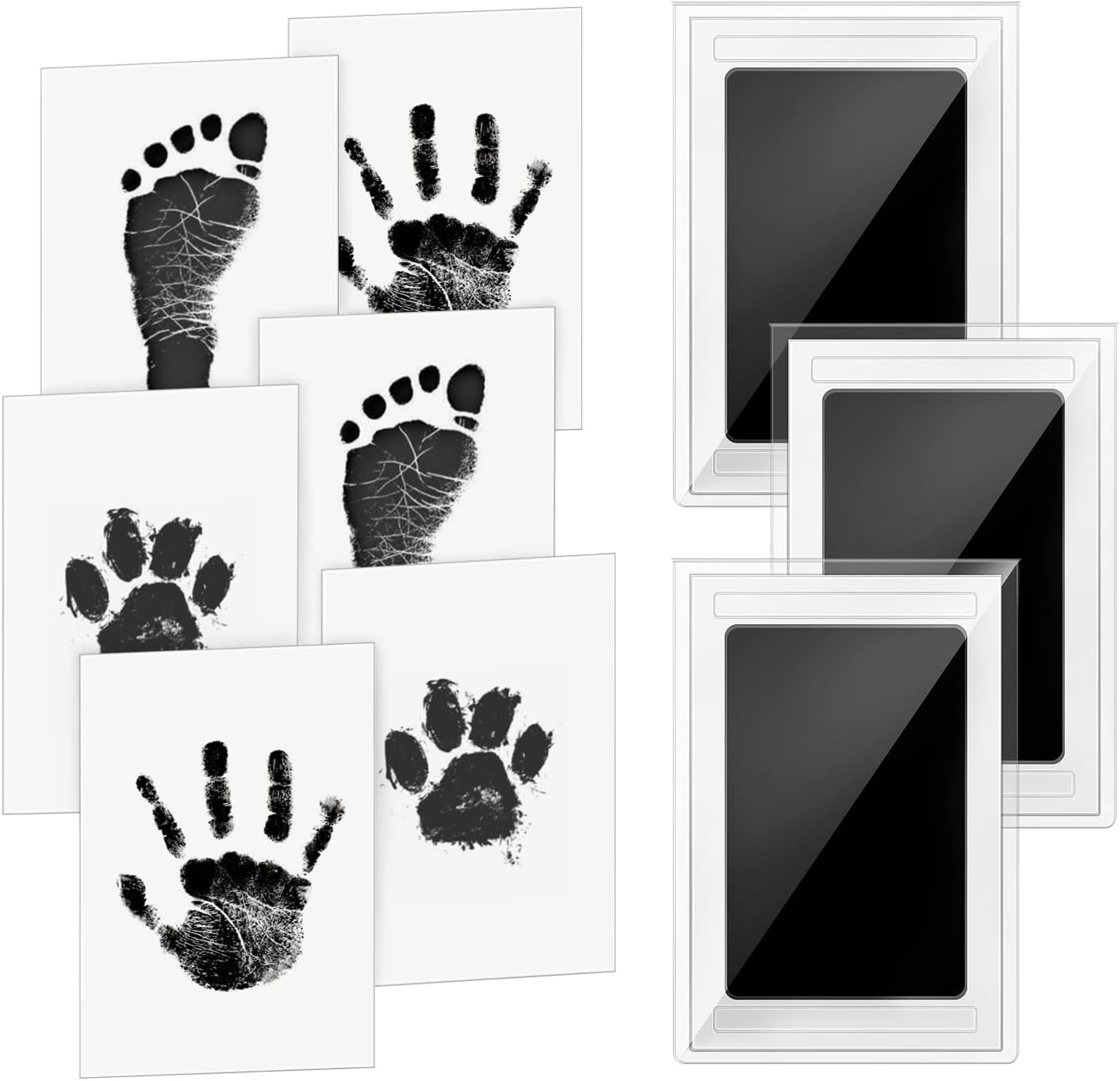 Baby Handprint and Footprint Ink Kit 3 X Baby Handprint Ink Pads with Clean Touch 6 X Imprint Cards Pet Paw Print Inkless Print Kit Safe Non Toxic for Baby Hand and Feet