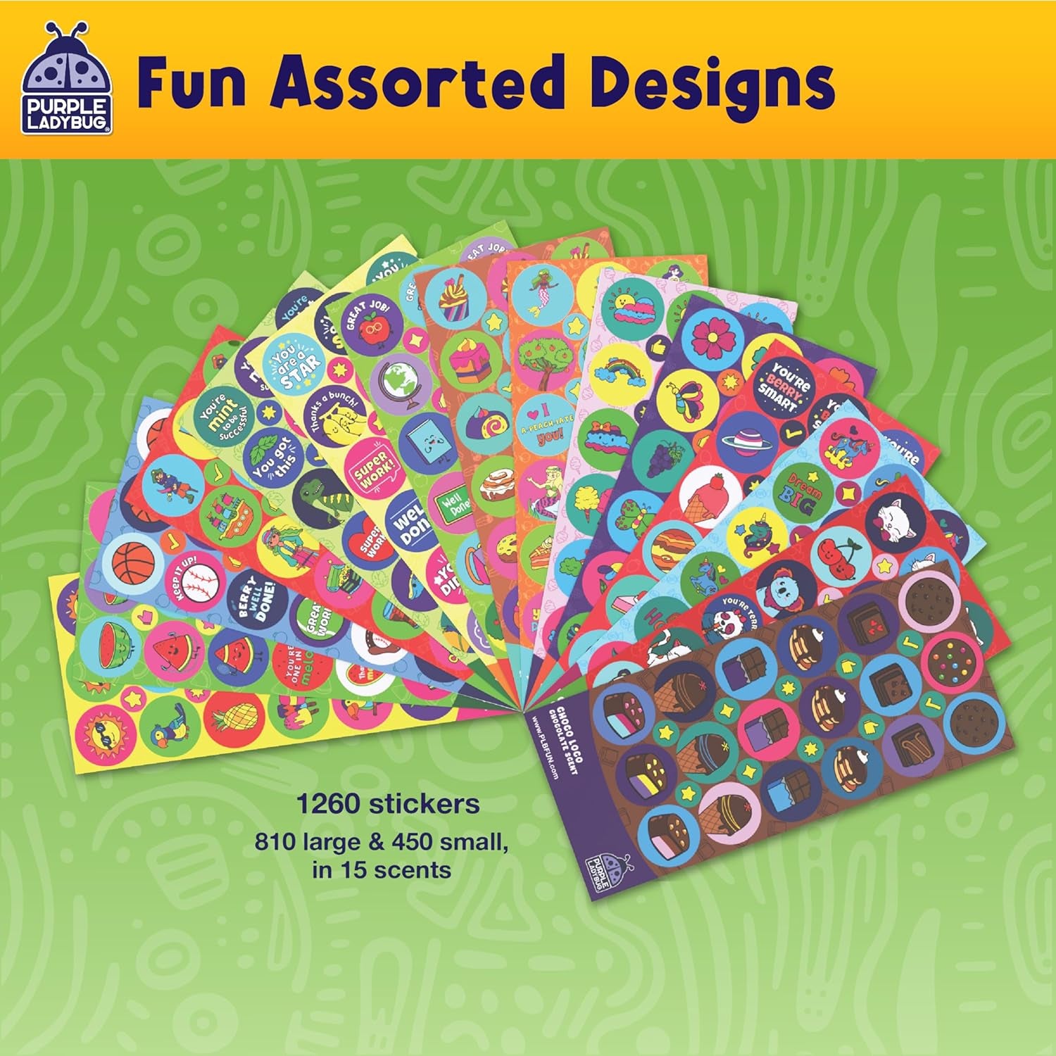 Smelly Stickers for Children and Well Done Teacher Stickers - 1260 Scratch and Sniff Stickers with 15 Unique Smells - Fun Scented Stickers for Kids & Smelly Stickers for Teachers