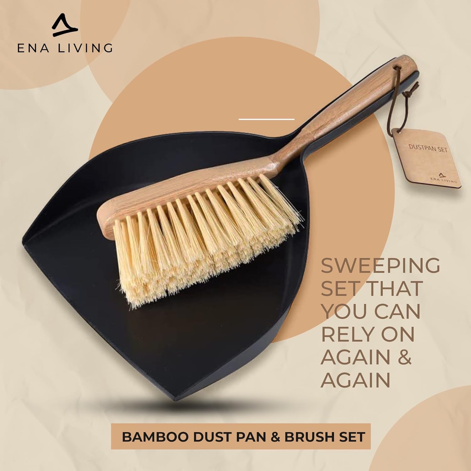 Bamboo Dust Pan & Brush Set, Eco-Friendly Dustpan & Brush, Perfect for Household Cleaning, Sturdy & Effective Dust Pan, Bamboo Sweeping Brush, Stylish & Sustainable Brush & Pan Set