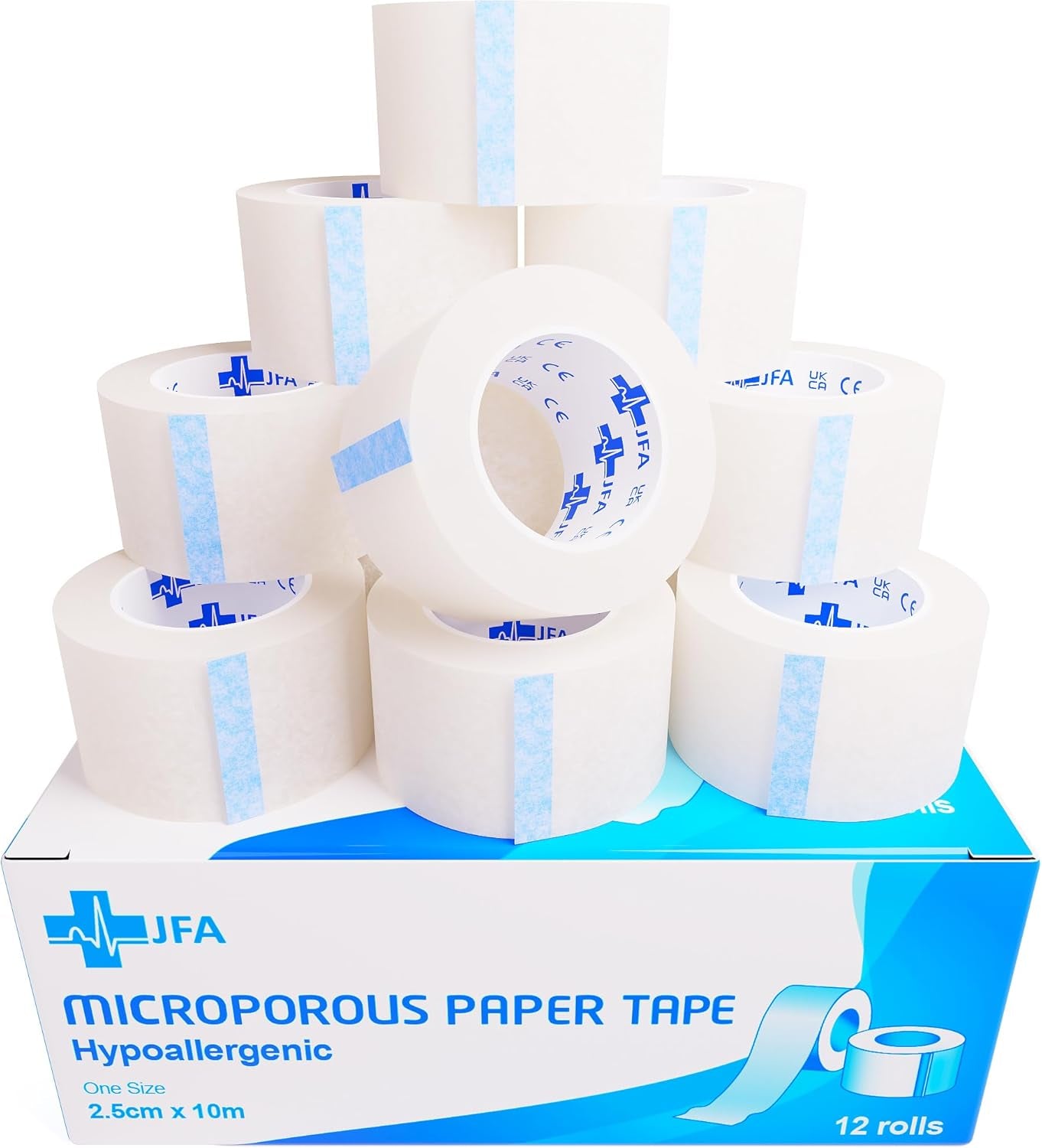 Microporous Surgical Tape First Aid Medical Tape 2.5Cm X 10M - Pack of 12 Rolls