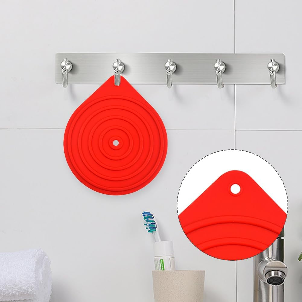 4Pcs Silicone Microwave Plate Warmers Silicone Trivet Extra Thick Silicone Table Mat Heat Resistant Hot Pot Pads Oven Mitt Table Place Mats for Hot Pots Holder Pads(Color:Red)