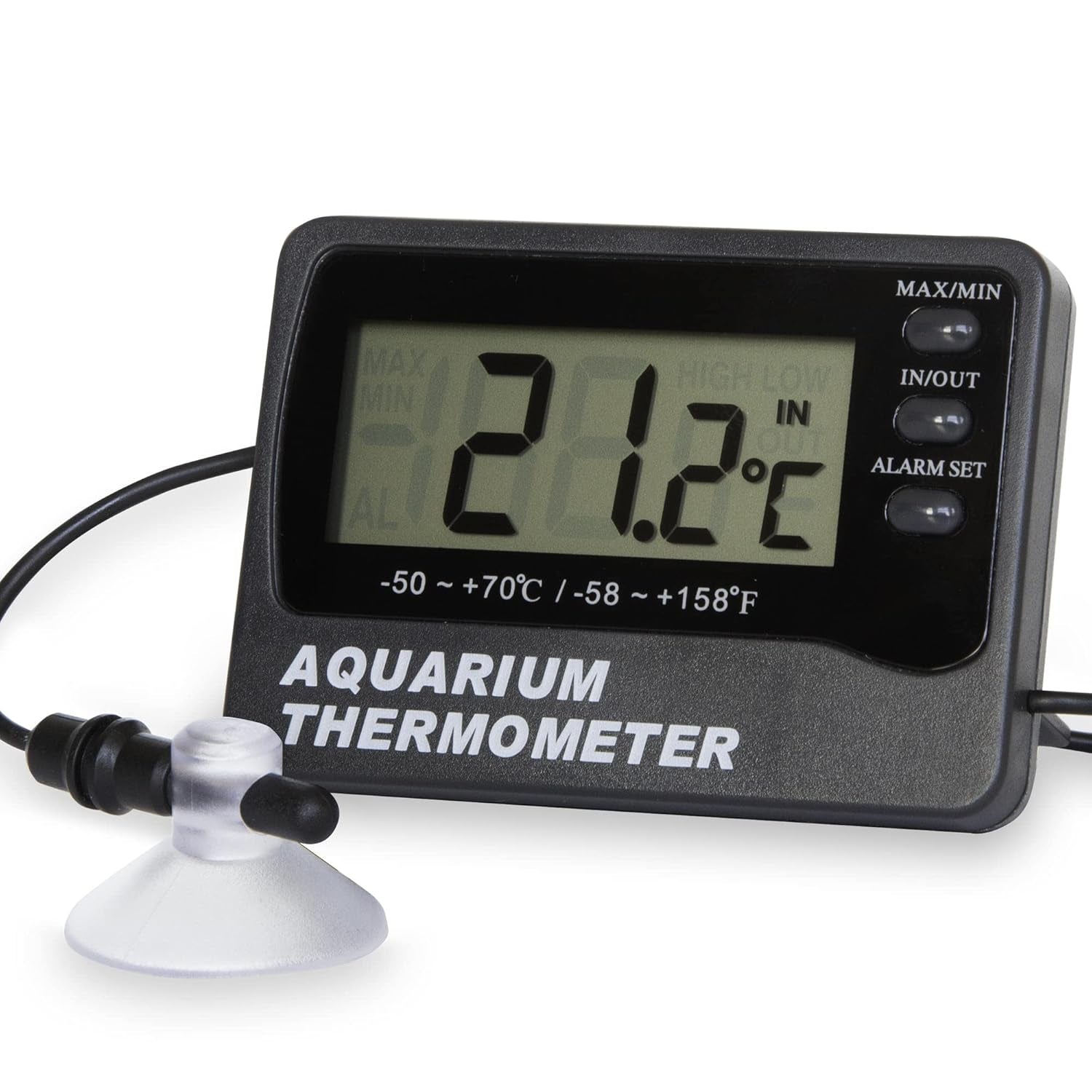 Aquarium Thermometer LCD Digital Thermometer with Suction Cup Fish Tank Water and Room Temperature Thermometer for Fish Tank Aquarium