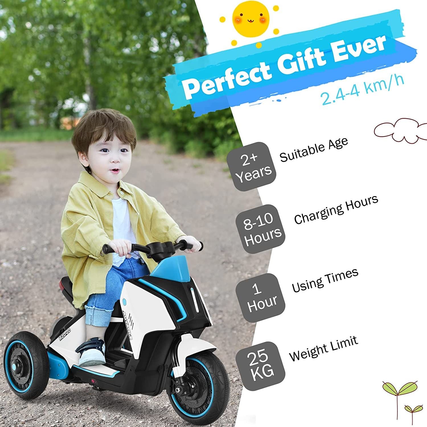 3 Wheels Kids Electric Motorbike with Music