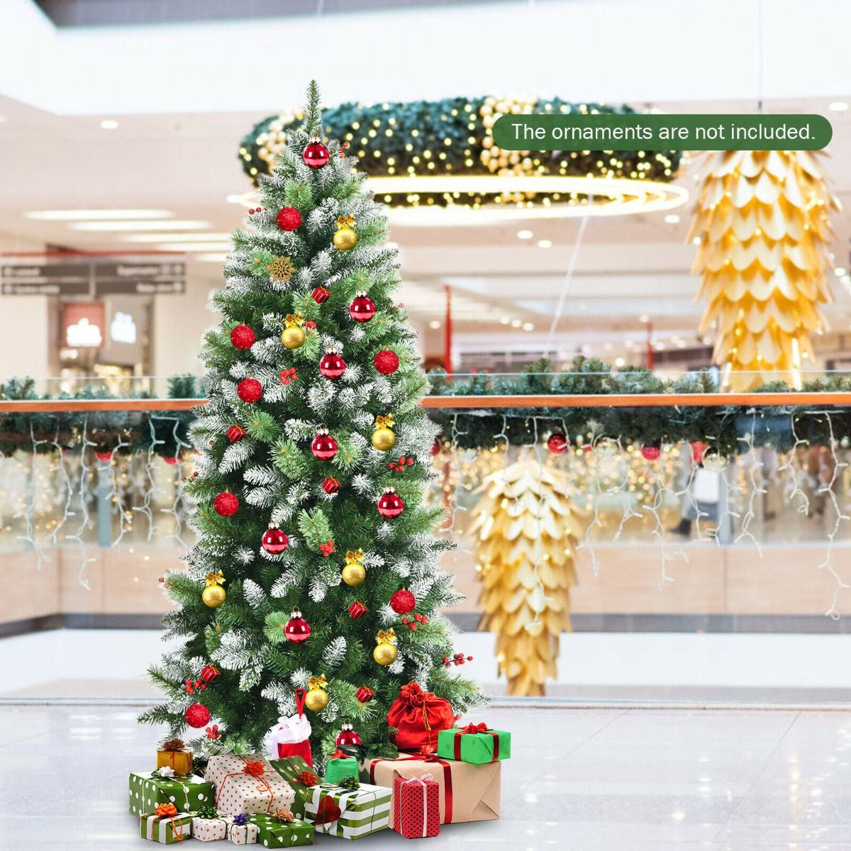 6FT Artificial Christmas Tree with Red Berries and Snow Effect