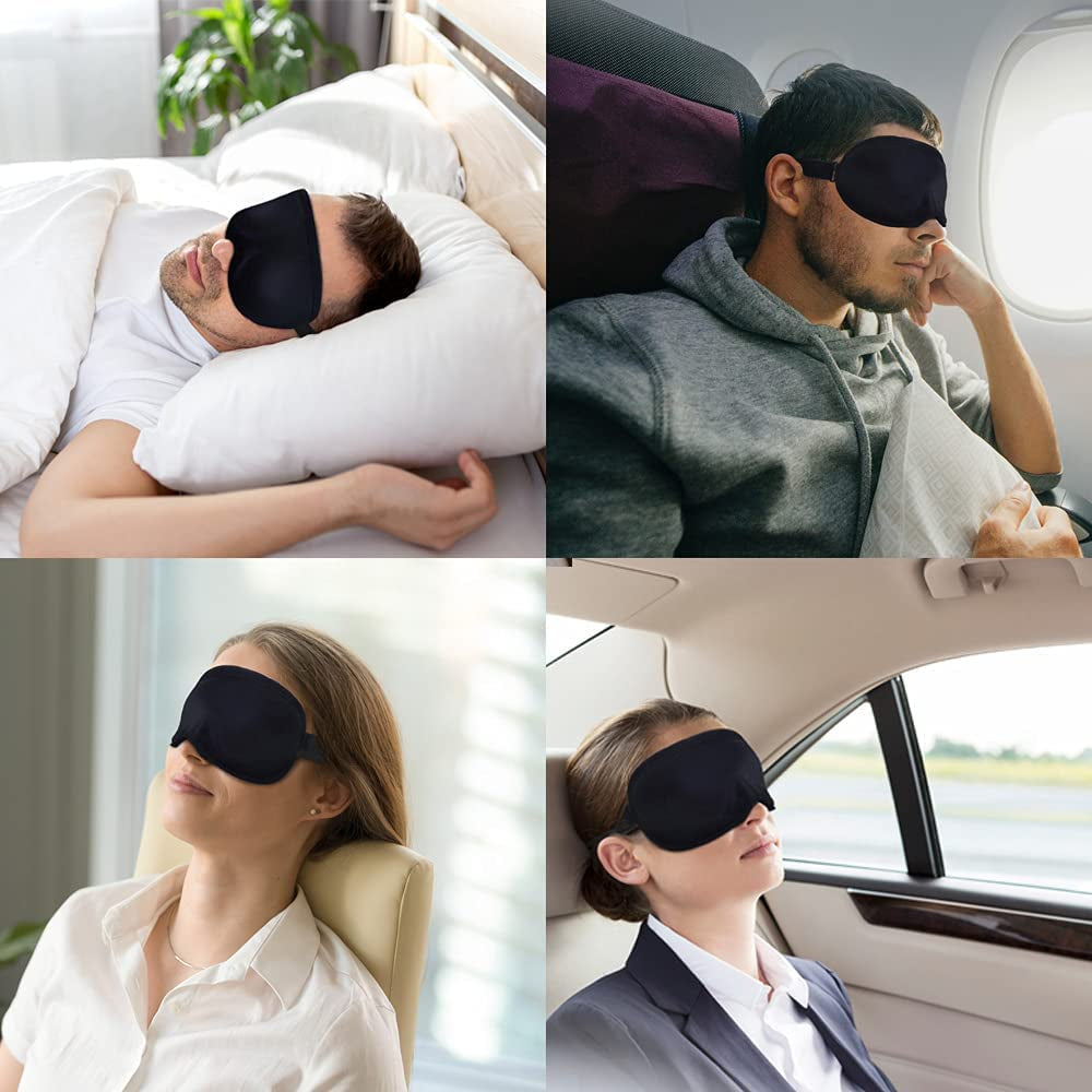 Sleep Eye Mask for Women Men- Silk Soft Foam Comfortable Sleeping Mask, Eye Cover Blindfold at Night Block Out Light Eye Shade Cover for Travel Yoga Nap, Black