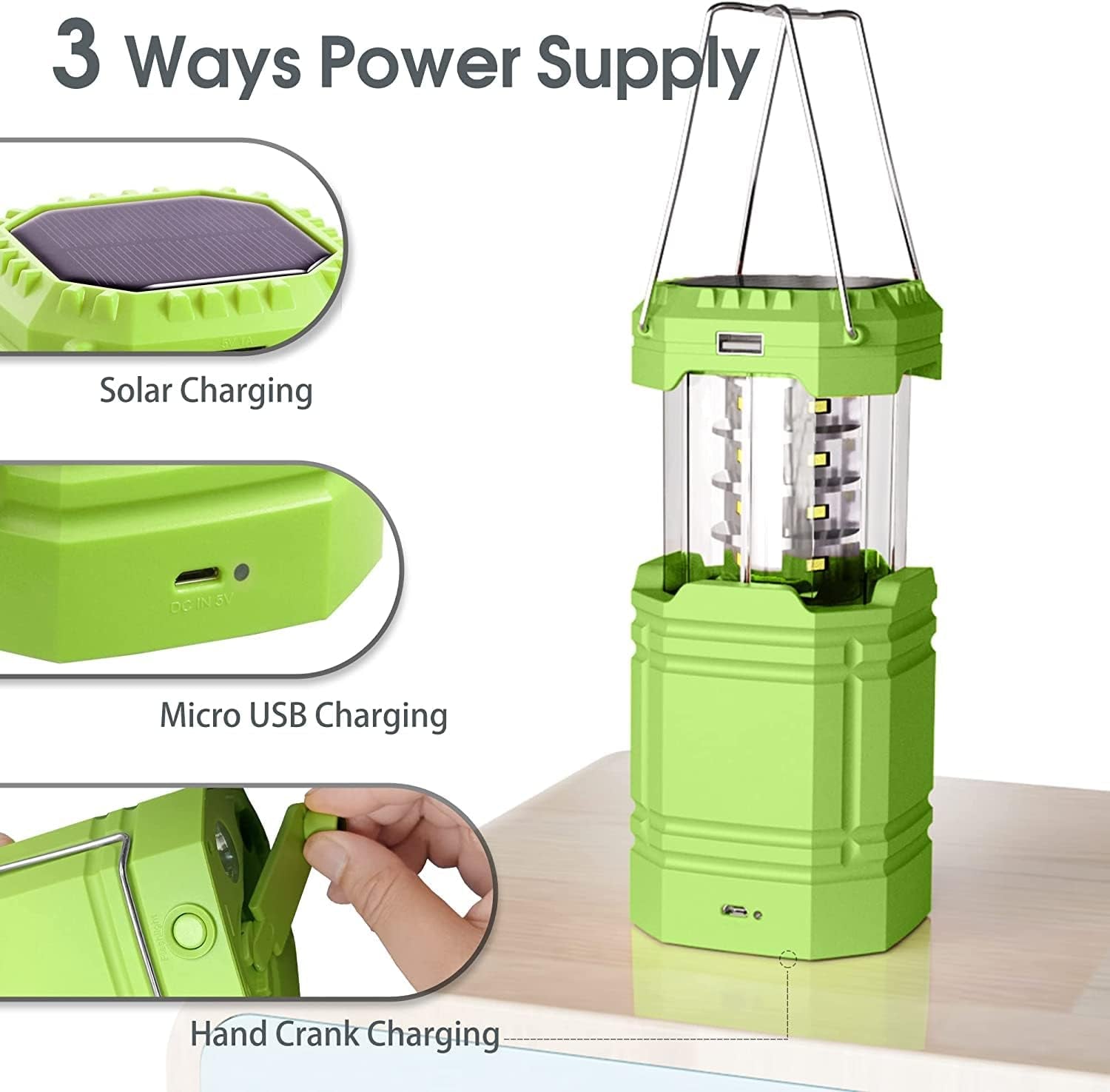 Ultra Bright Collapsible Hand Crank LED Flashlight