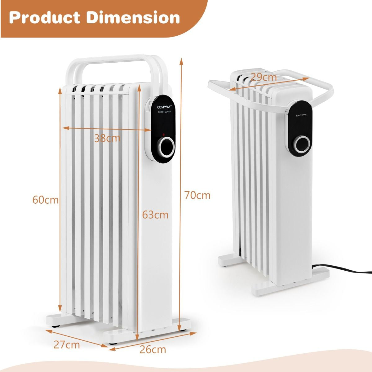 Portable Electric Heater with Overheat and Tip-Over Protection