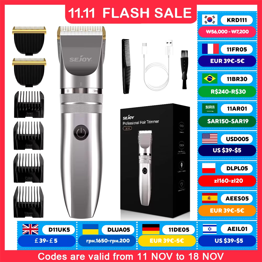 Hair Trimmer for Men Hair Clippers for Barbers Electric Trimmer Rechargeable Cordless Shaver (Oii Not Included)）