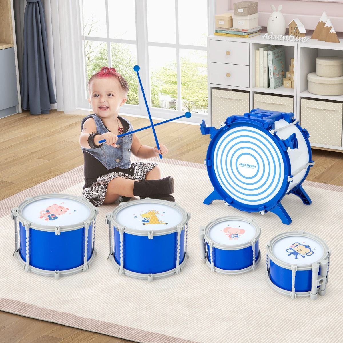 Educational Percussion Musical Instrument Toy with Bass Drum and Foot Pedal