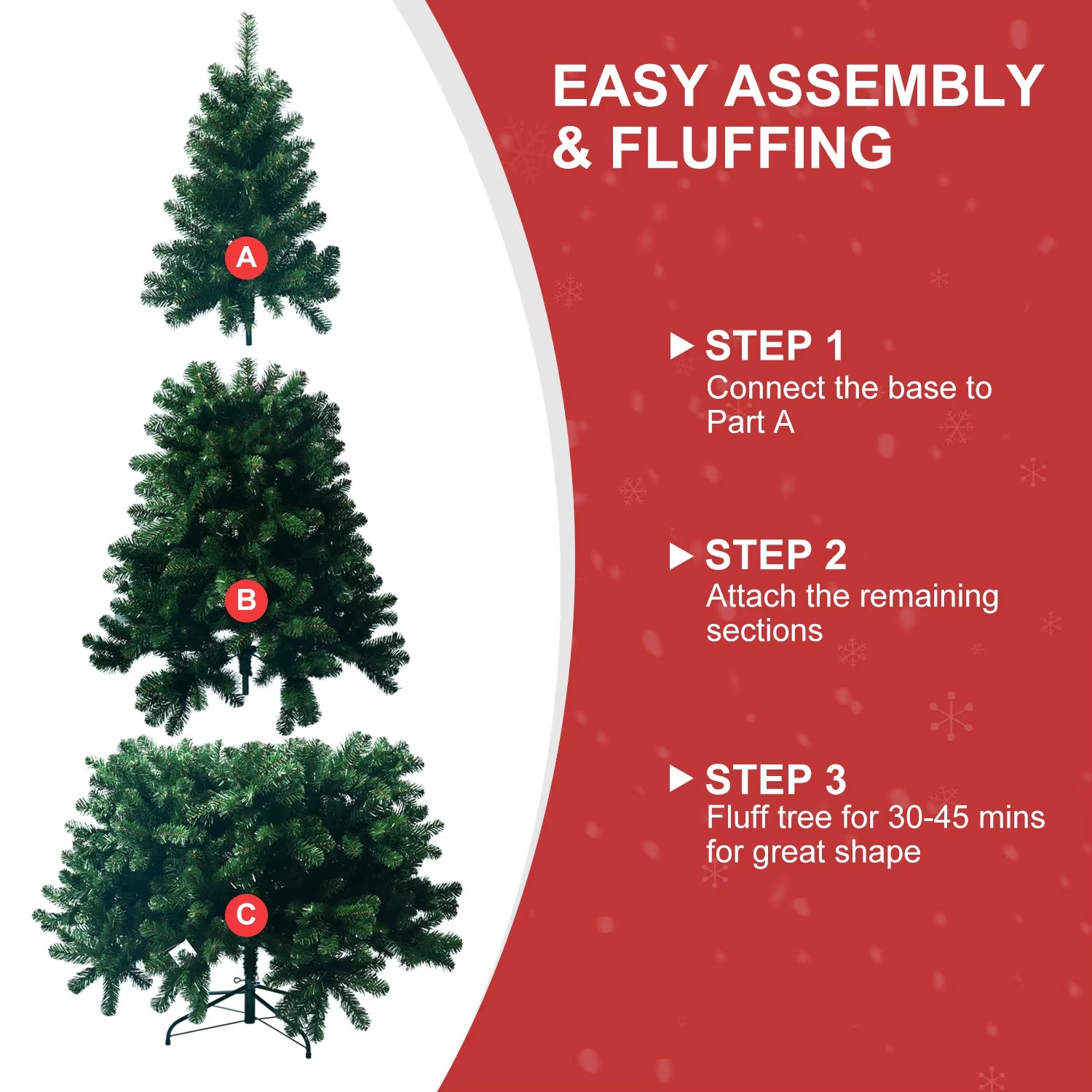 Artificial Christmas Tree 5FT / 6FT / 7.5FT Holiday Decoration Xmas Tree Sturdy Metal Stand Quick Flash Auto-Spread