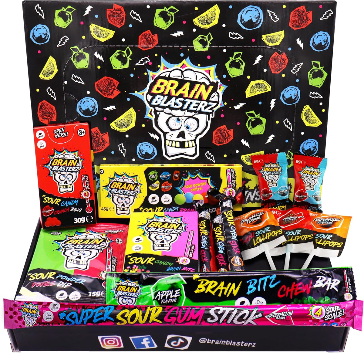 TREAT Sour Sweets Gift Box - Halloween Sweets, Extreme Sour Candy Collection, Vegan Sweets, 14 Pcs, Halal Sweets - Special Edition Items, 1-4 Sourness Levels, American Sweets Gift Box