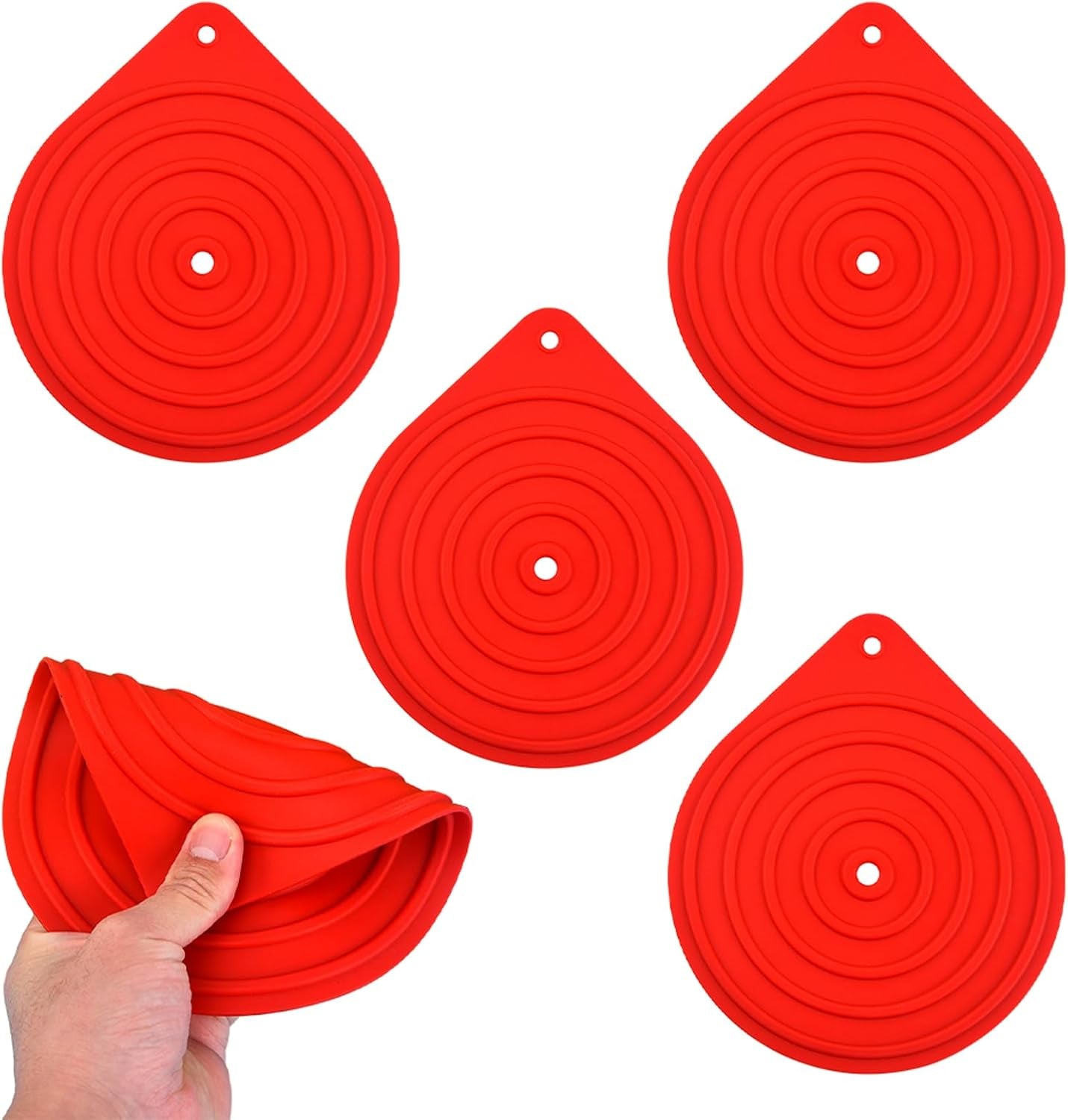 4Pcs Silicone Microwave Plate Warmers Silicone Trivet Extra Thick Silicone Table Mat Heat Resistant Hot Pot Pads Oven Mitt Table Place Mats for Hot Pots Holder Pads(Color:Red)