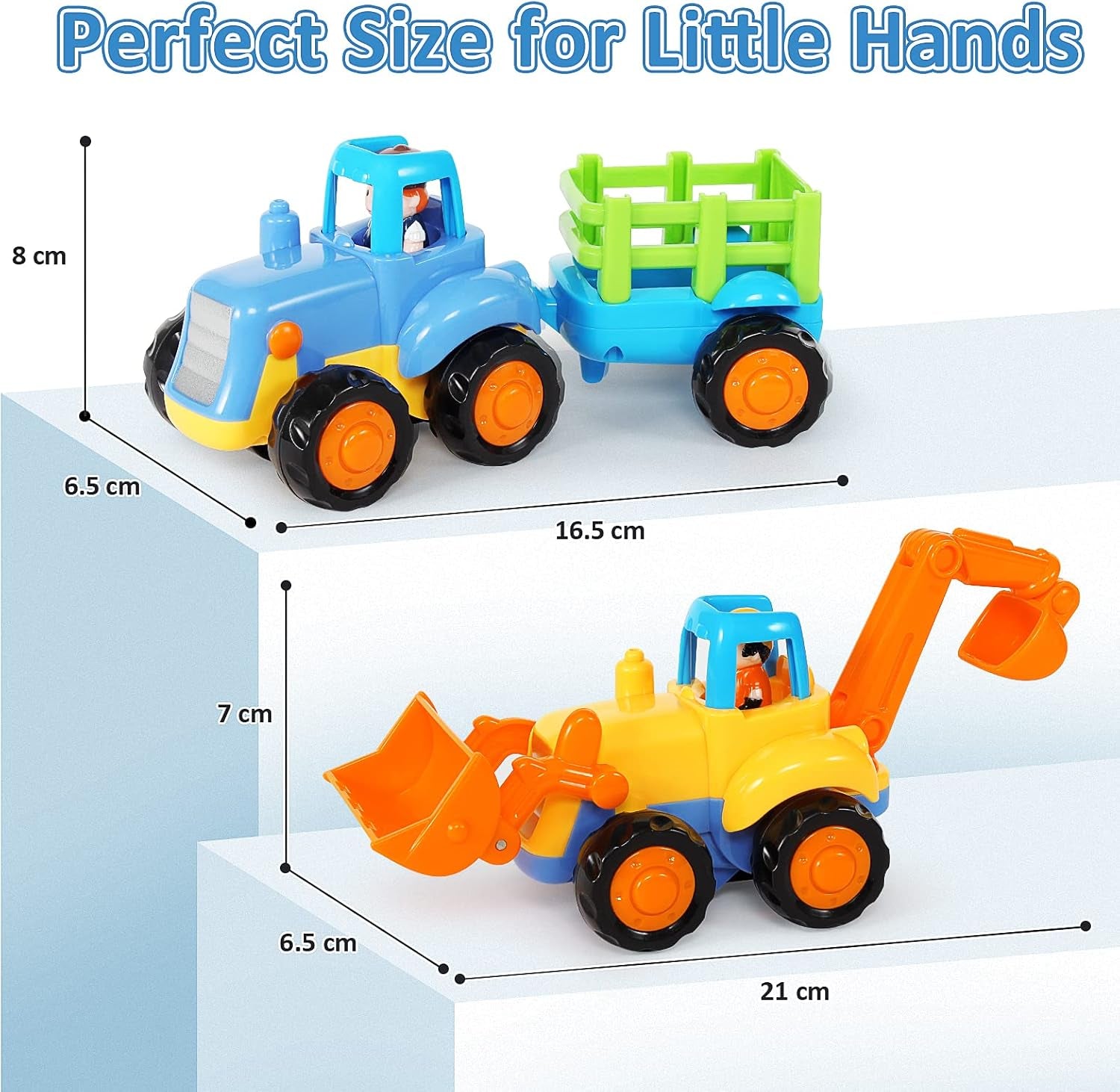 Car Toys for 1 Year Old Boy, Push along Friction Powered Tractor Toy for 2 Year Old Boy, Garden Toys for First Birthday Gift Boys Girls, Pull-Along Truck Toy, Digger Toys for Christmas Holiday