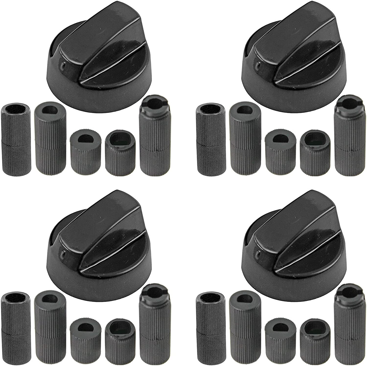 Universal Black Control Switch Knobs for All Makes of Oven, Cooker & Hob 41Mm Plastic (Pack of 4)