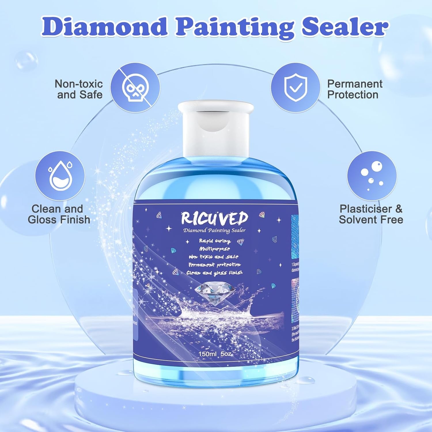 New Diamond Painting Sealer 150ML,5D Diamond Painting Glue Clear Spray Crystal Art Accessories Sealer Permanent Hold & Shine Effect Conserver for Diamond Painting & DIY Craft(5 OZ)