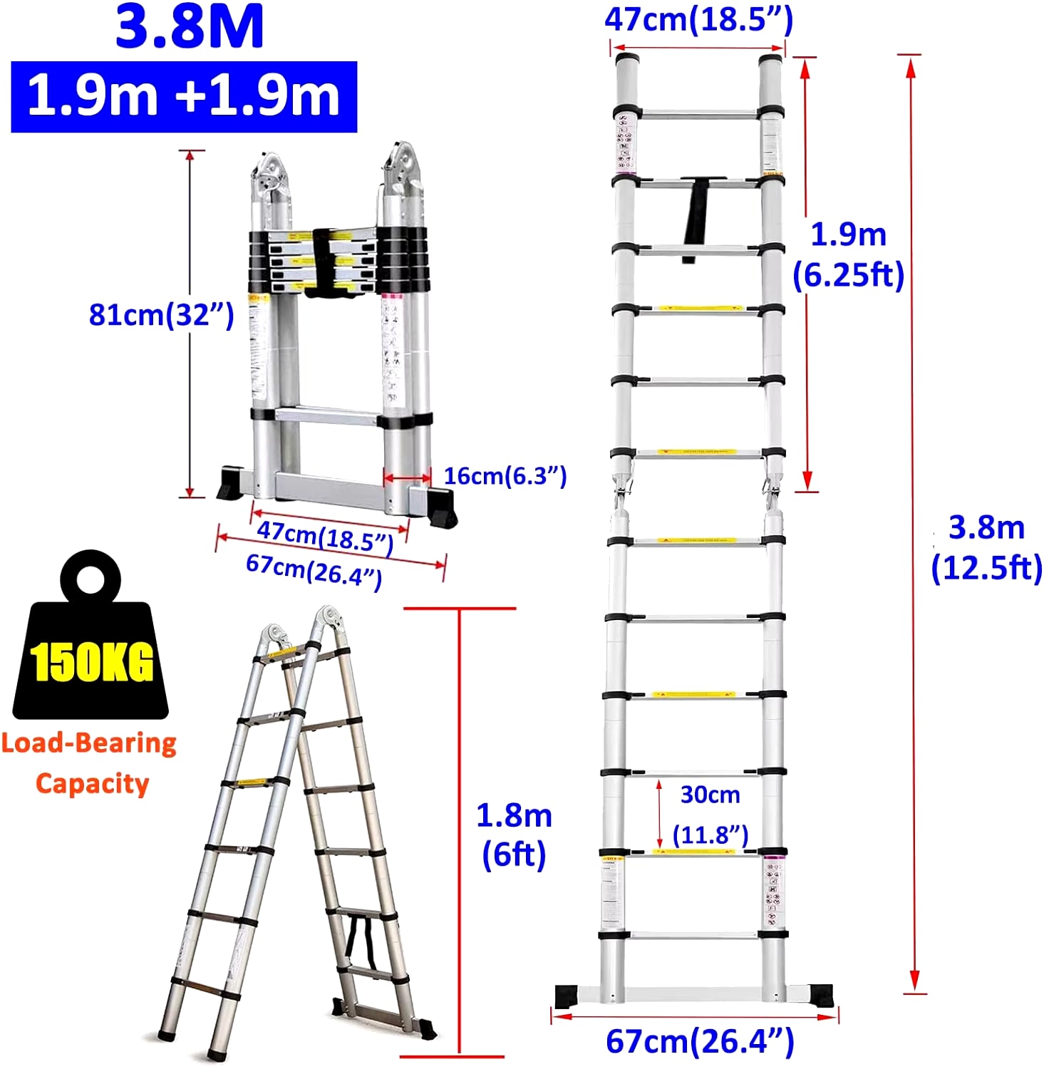 Aluminum Telescoping Extension Ladder