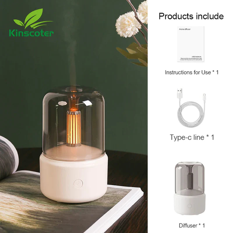 KINSCOTER Portable Mini Aroma Diffuser USB Air Humidifier Essential Oil Night Light Cold Mist Maker Sprayer for Home Gift