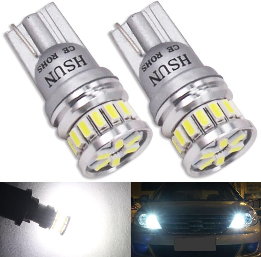 T10 501 LED Side Light Bulbs 12V-24V W5W 194 175 168 12961 Extremely Bright Canbus Error Free Car Side Marker Indicator Backup Interior Dome Reading Lamp,2 Pack 6000K White