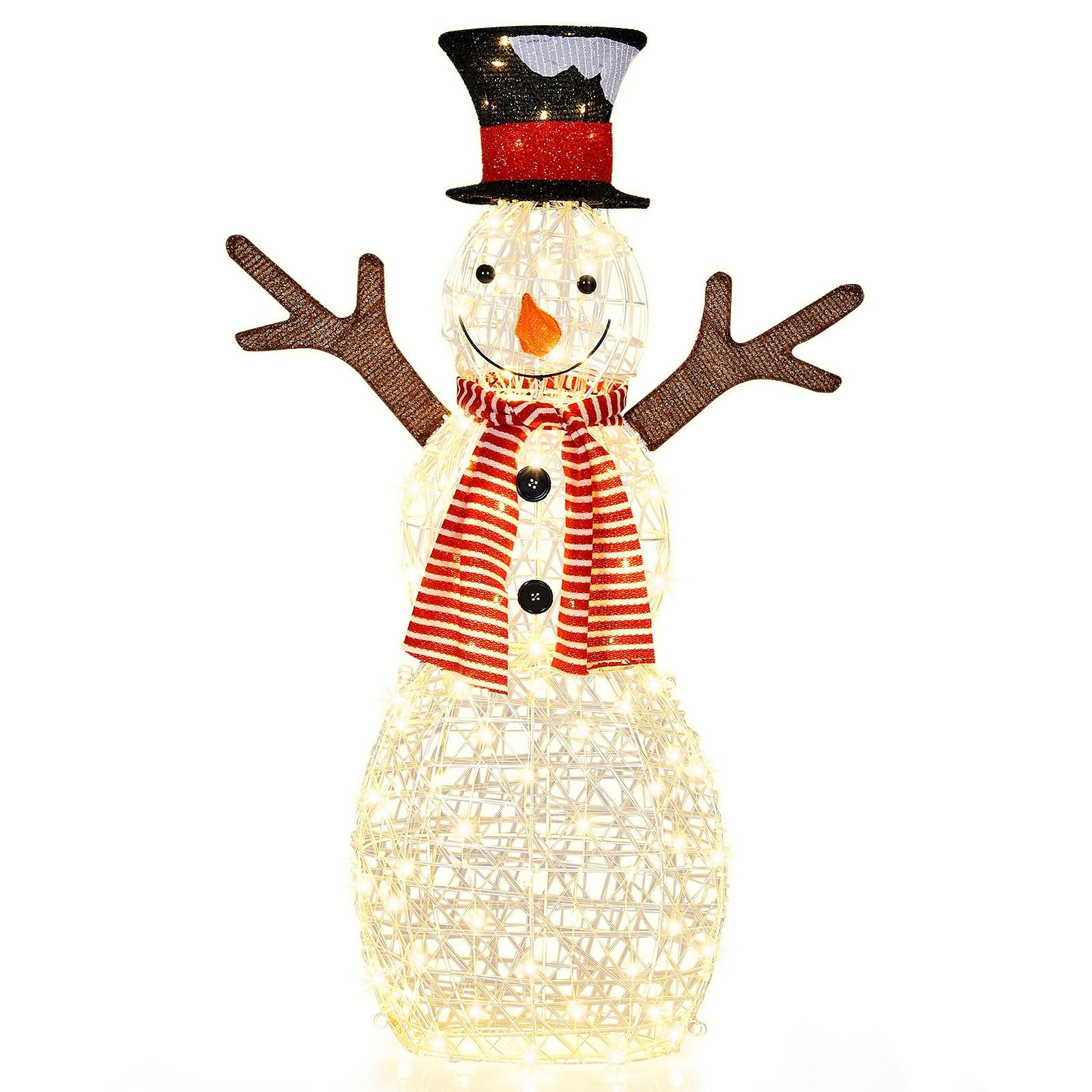 Pre-Lit Lighted Standing Snowman Christmas Decoration with Ground Stakes