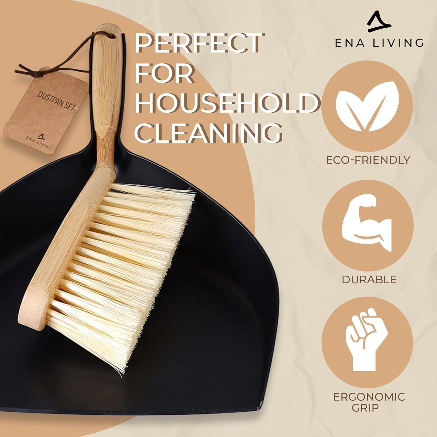 Bamboo Dust Pan & Brush Set, Eco-Friendly Dustpan & Brush, Perfect for Household Cleaning, Sturdy & Effective Dust Pan, Bamboo Sweeping Brush, Stylish & Sustainable Brush & Pan Set