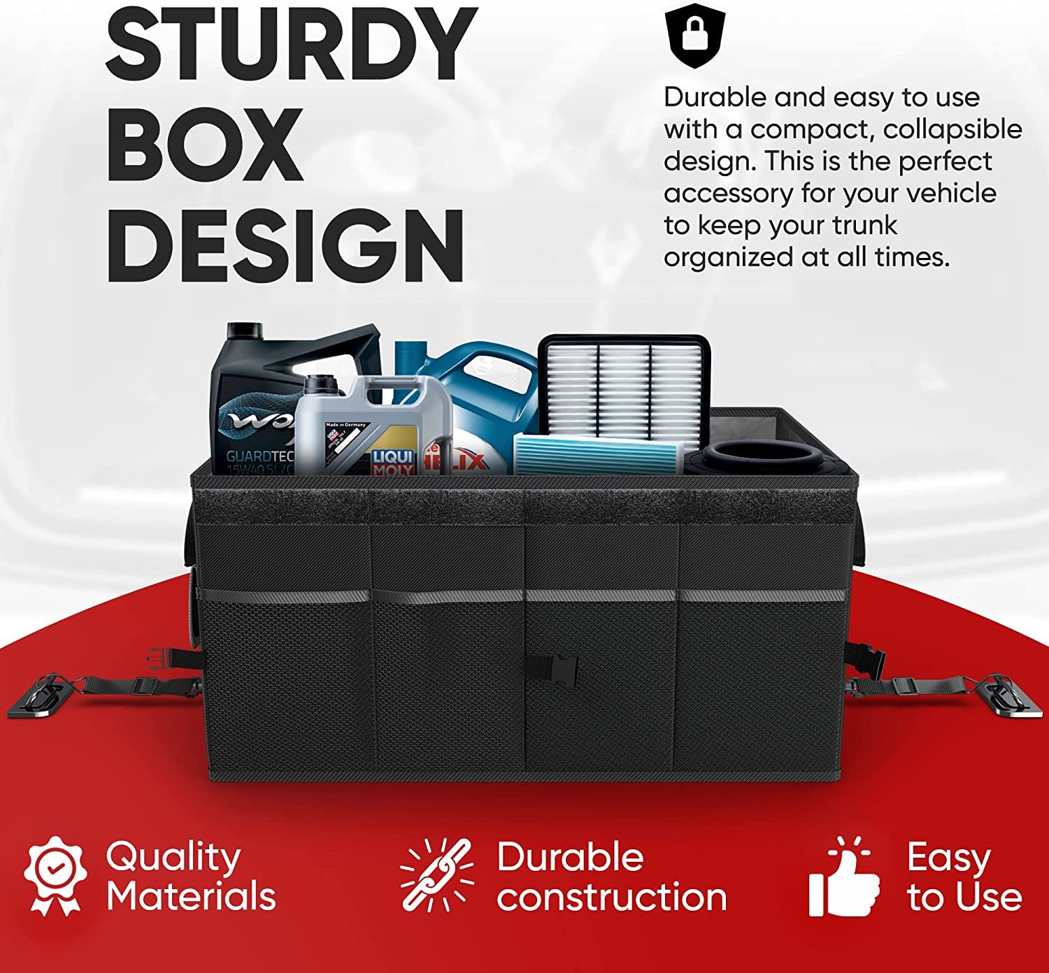 Collapsible Multi Compartment Car Organiser