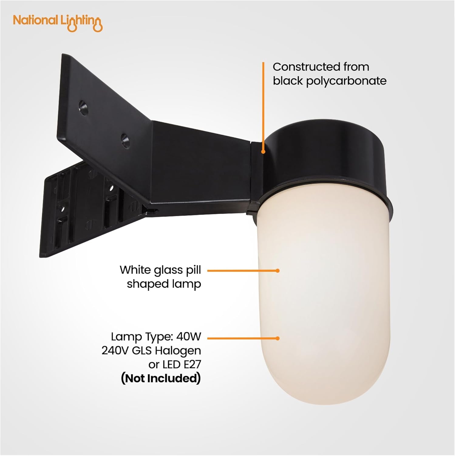 Ware Black Corner Angled Pill E27 Bracket Outdoor Garden Wall Light IP44 Rated