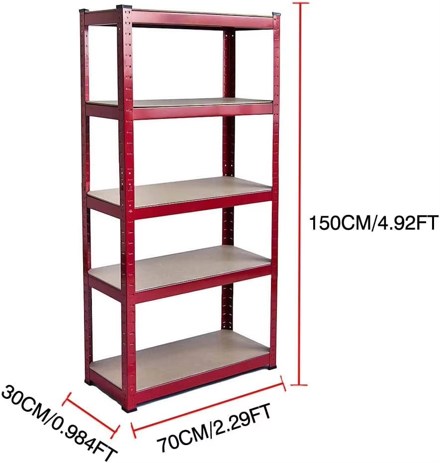 Shelving Unit for Garages & Sheds 150X70X30Cm Racking Storage Shelves Strong Metal Shelving 5 Tier Boltless Storage Unit