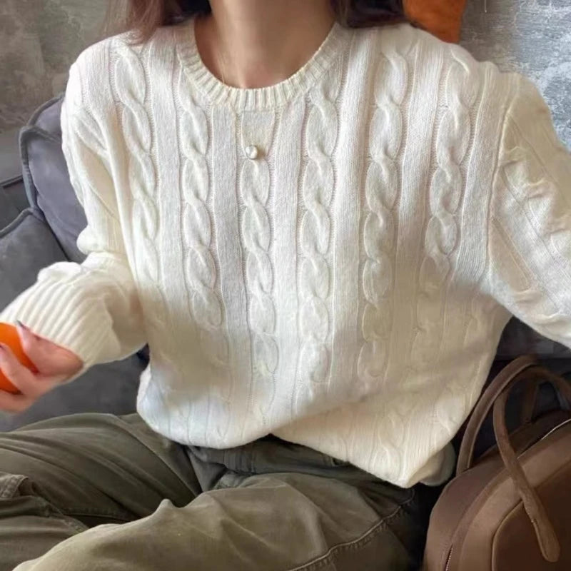 Embroidery O-Neck Sweater Knitted Coat Women/Men'S Sweater Basic Pullover Loose Long Sleeve Jumper Street Retro Top Xmas