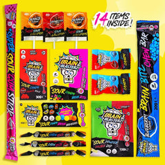 TREAT Sour Sweets Gift Box - Halloween Sweets, Extreme Sour Candy Collection, Vegan Sweets, 14 Pcs, Halal Sweets - Special Edition Items, 1-4 Sourness Levels, American Sweets Gift Box