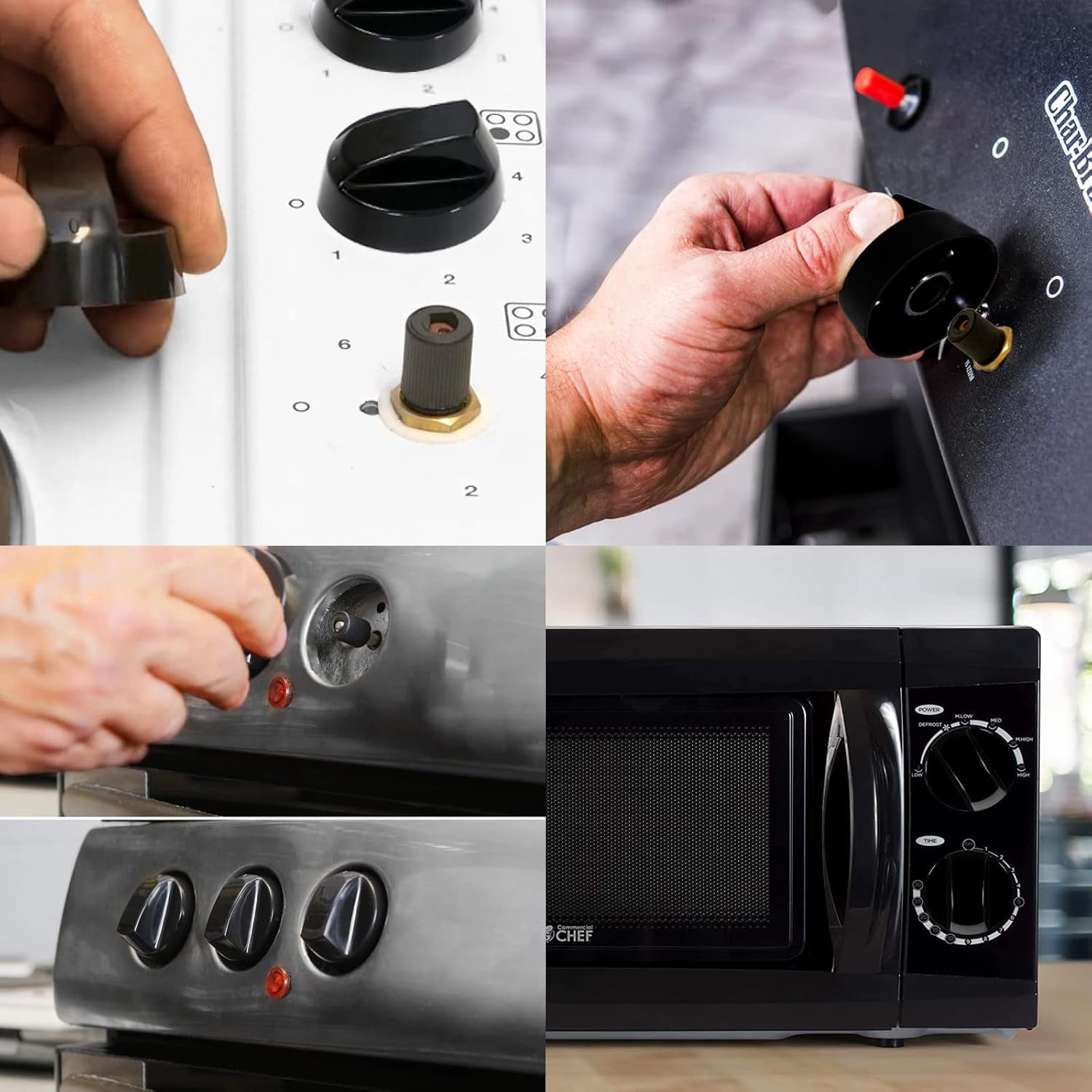 Universal Black Control Switch Knobs for All Makes of Oven, Cooker & Hob 41Mm Plastic (Pack of 4)