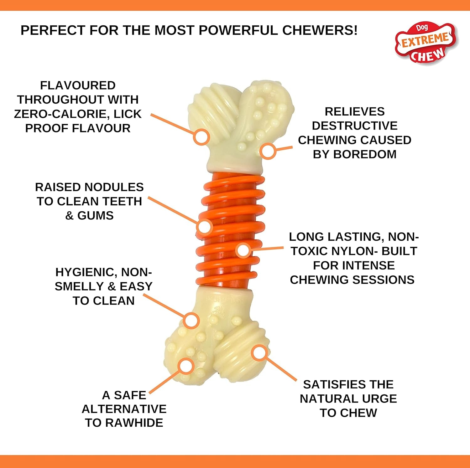 Extreme Tough Pro Action Dog Chew Toy, Cleans Teeth, Bacon Flavour, Medium, for Dogs up to 16 Kg