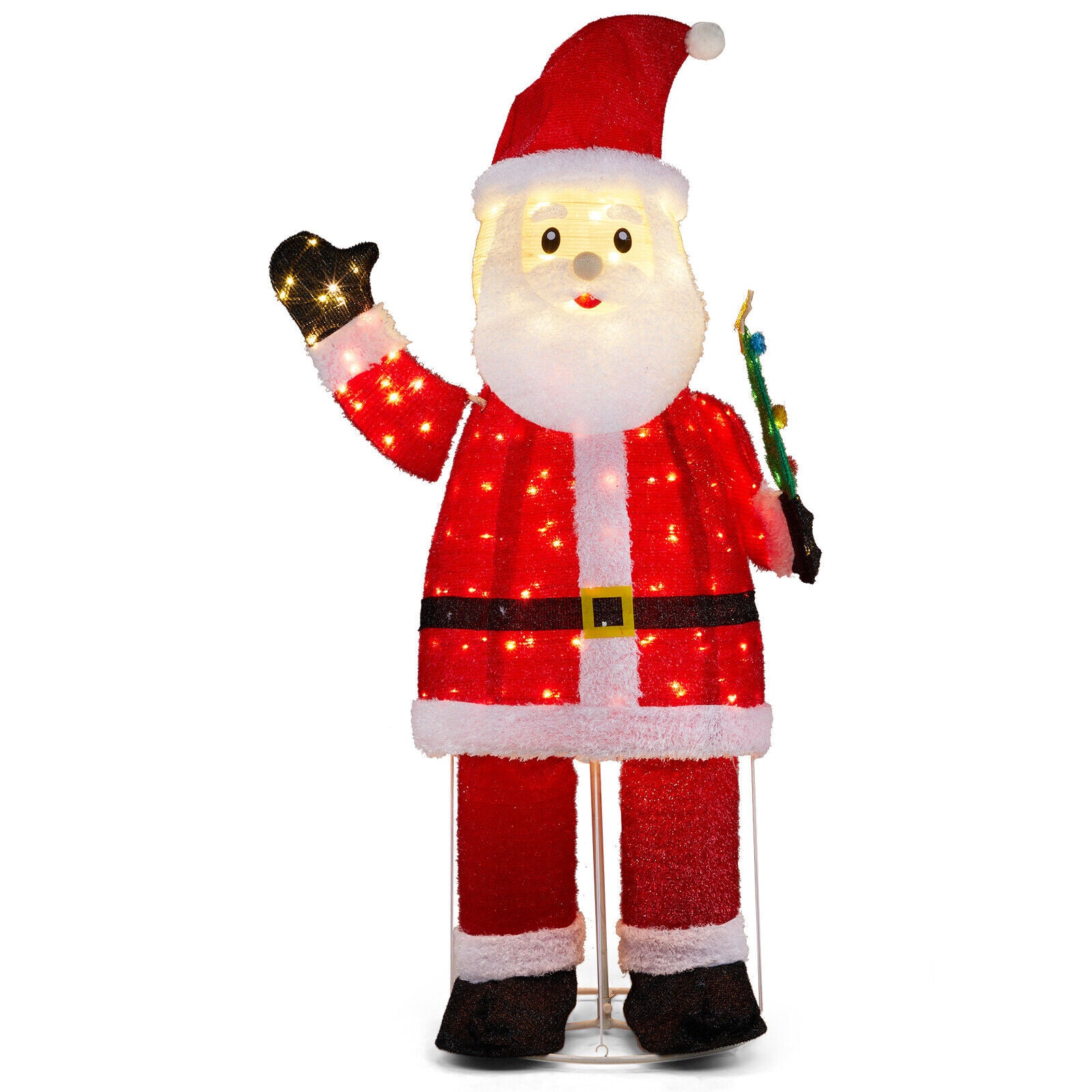 6FT Lighted Pull up Santa Waving Hand with 180 LED for Christmas Yard Decoration